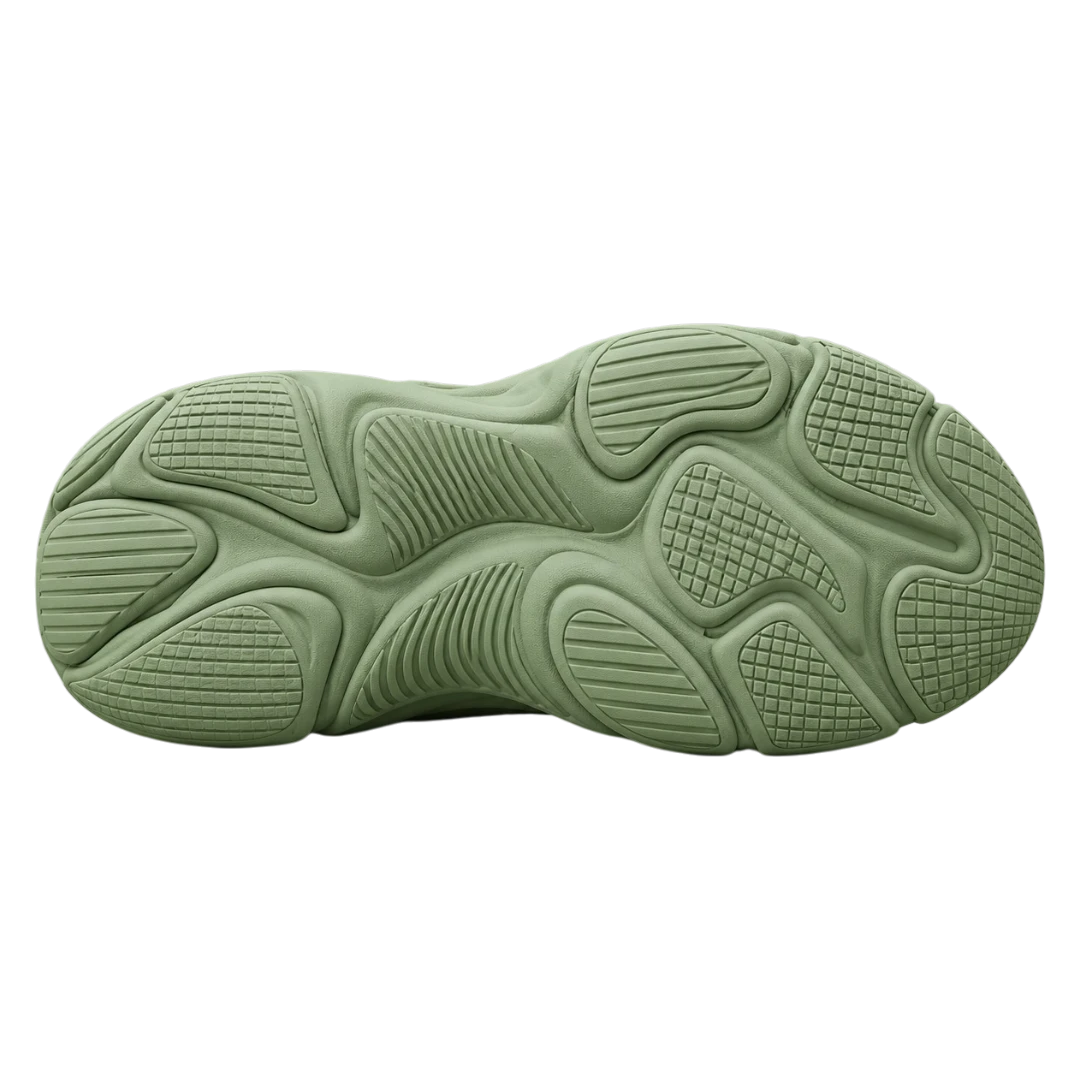 Sneakerempire Sage Green Men’s Chunky Sneakers – Breathable Mesh Lace-Up Shoes