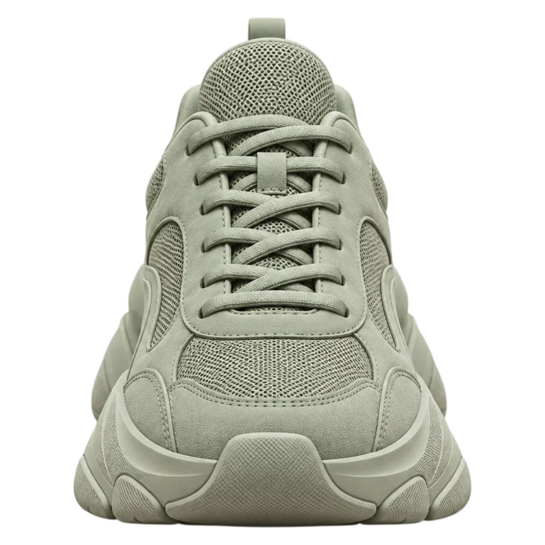 Sneakerempire Sage Green Men’s Chunky Sneakers – Lace-Up Casual Everyday Shoes