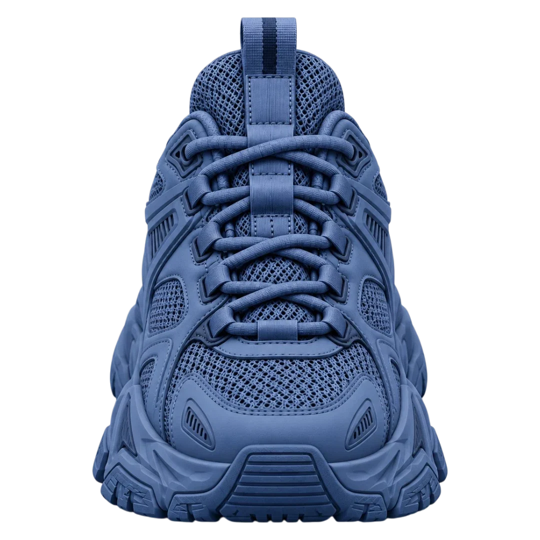Sneakerempire Slate Blue Men’s Chunky Sneakers – Breathable Lace-Up Streetwear Shoes
