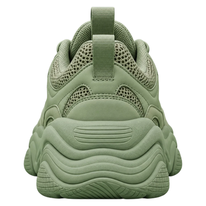 Sneakerempire Sage Green Men’s Chunky Sneakers – Breathable Mesh Lace-Up Shoes