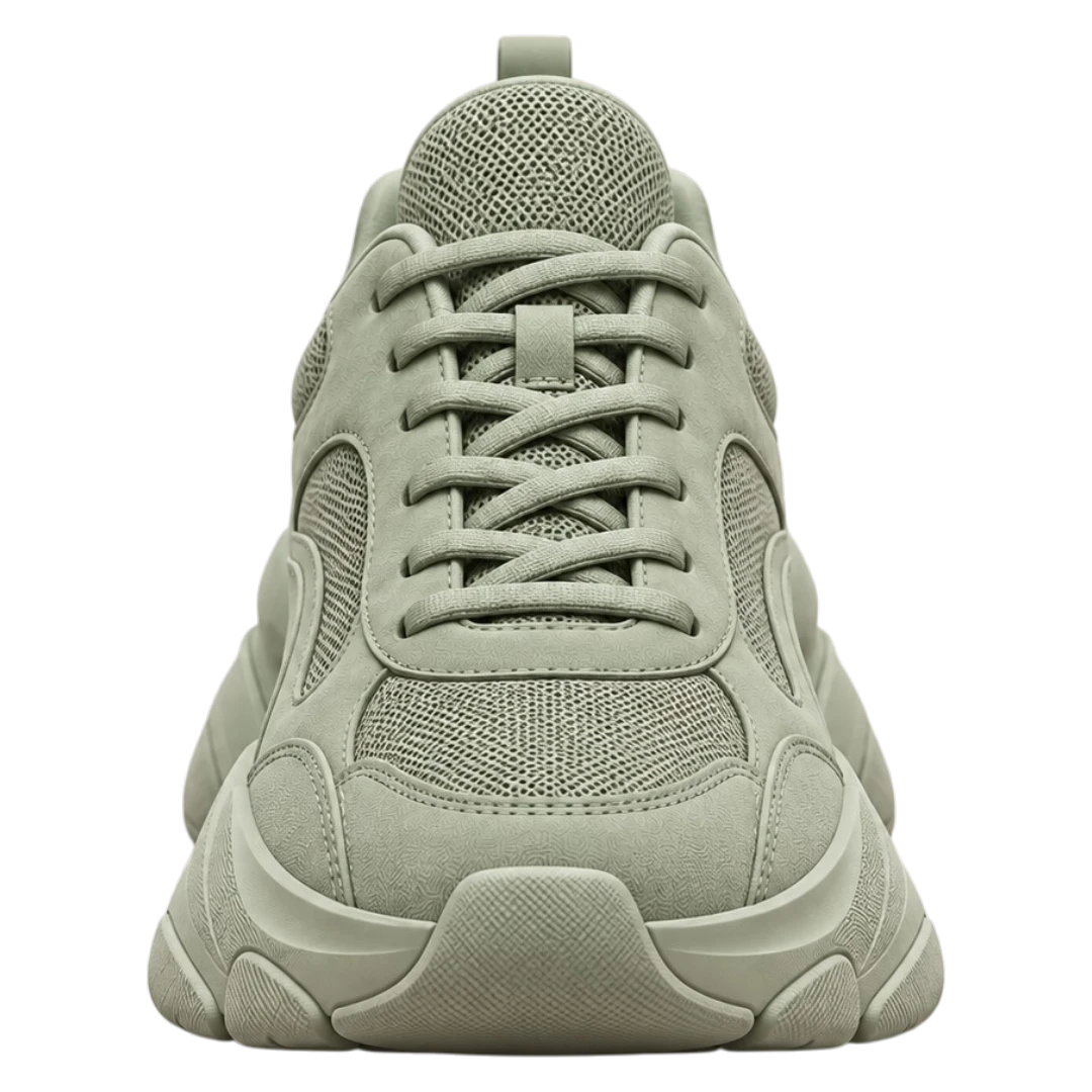 Sneakerempire Sage Green Men’s Chunky Sneakers – Lace-Up Casual Everyday Shoes