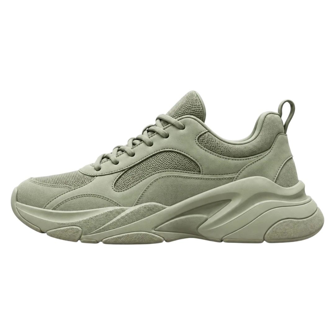 Sneakerempire Sage Green Men’s Chunky Sneakers – Lace-Up Casual Everyday Shoes