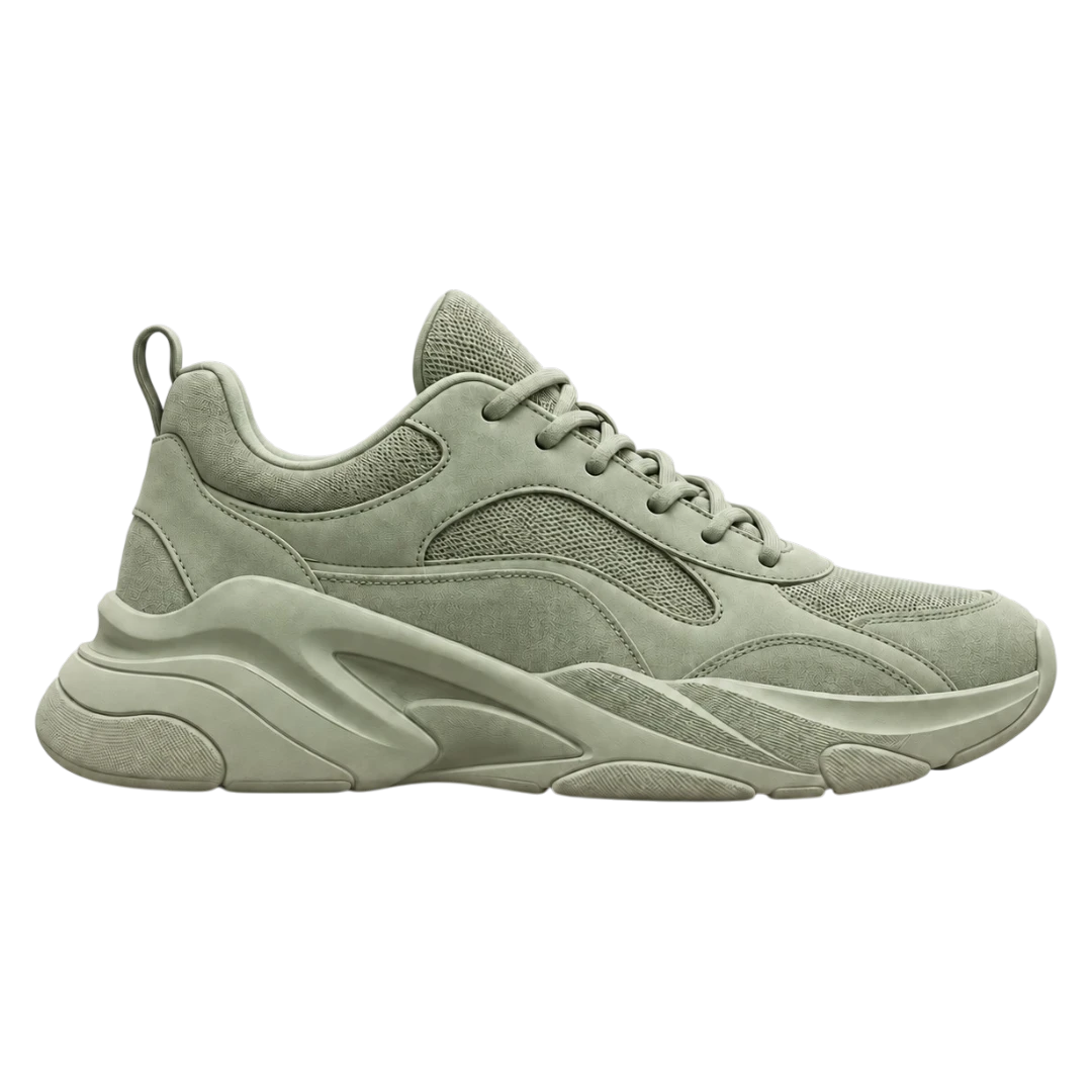 Sneakerempire Sage Green Men’s Chunky Sneakers – Lace-Up Casual Everyday Shoes