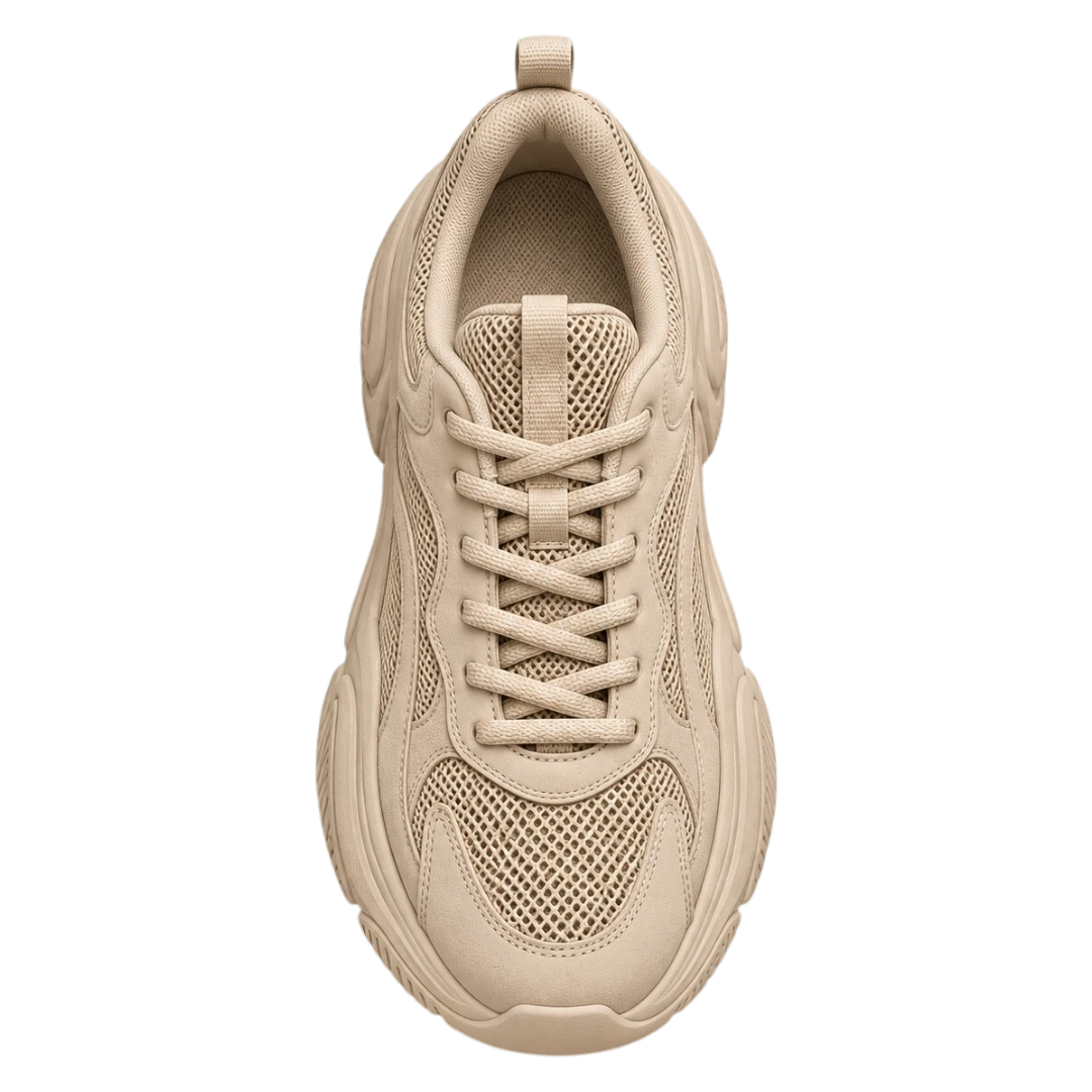Sneakerempire Sand Beige Men’s Chunky Sneakers – Breathable Lace-Up Streetwear Shoes