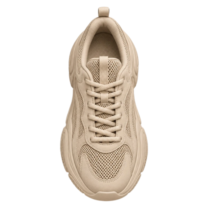 Sneakerempire Sand Beige Men’s Chunky Sneakers – Breathable Lace-Up Streetwear Shoes