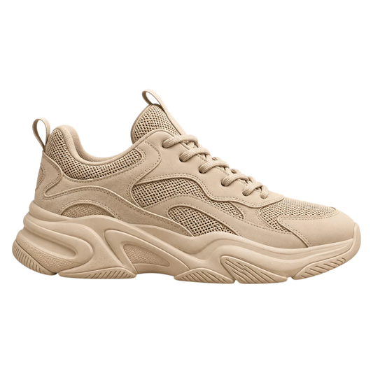 Sneakerempire Sand Beige Men’s Chunky Sneakers – Breathable Lace-Up Streetwear Shoes