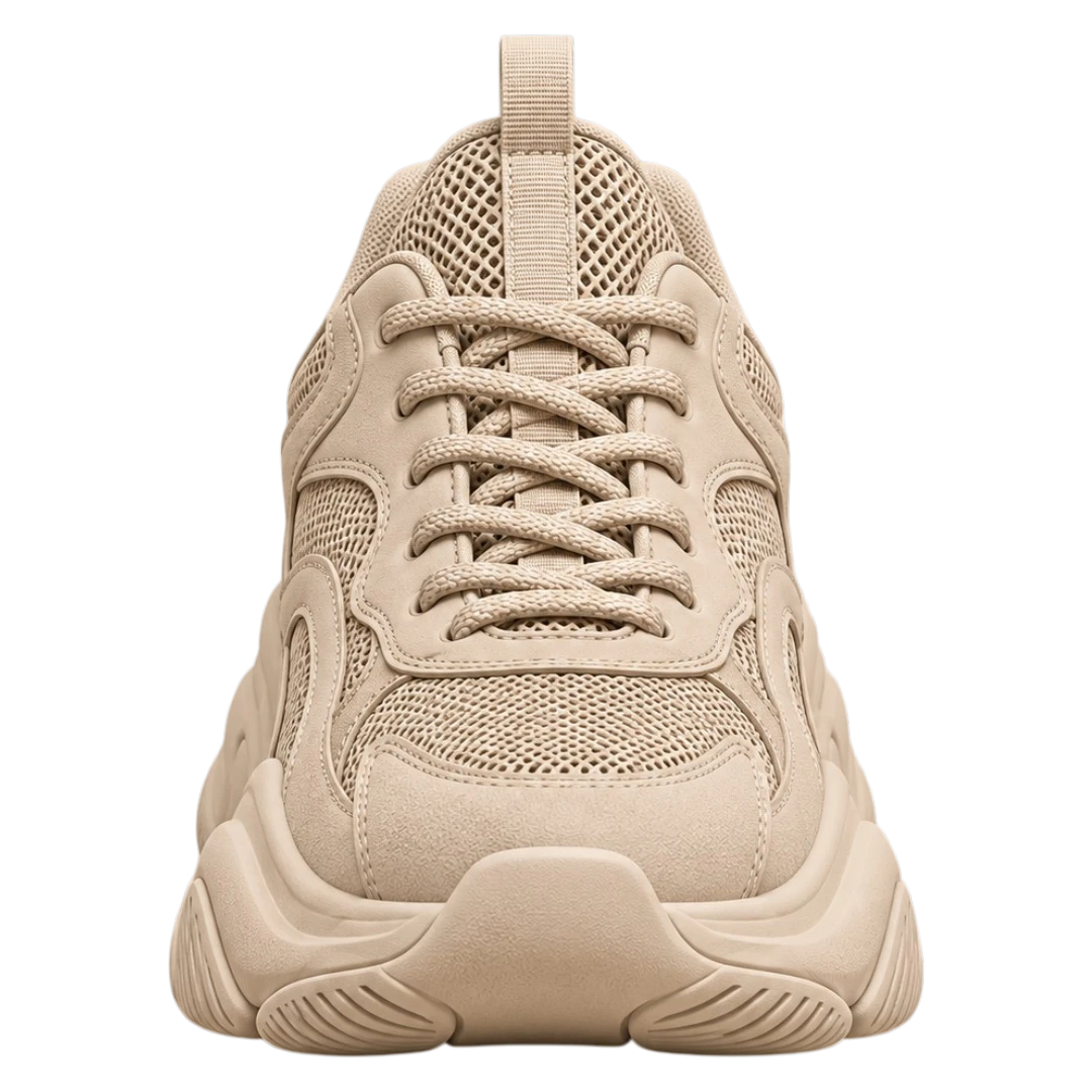 Sneakerempire Sand Beige Men’s Chunky Sneakers – Breathable Lace-Up Streetwear Shoes