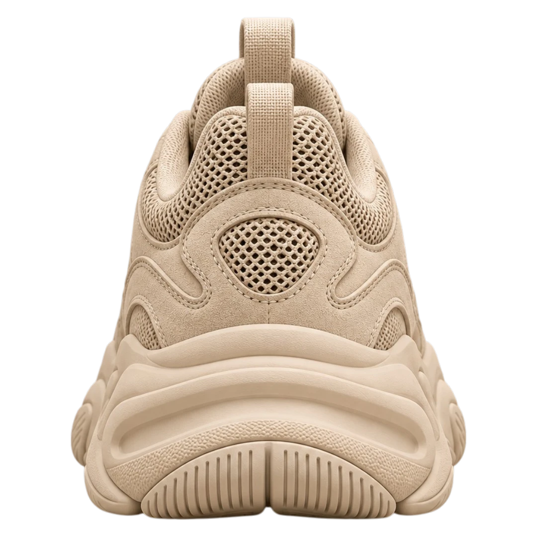 Sneakerempire Sand Beige Men’s Chunky Sneakers – Breathable Lace-Up Streetwear Shoes