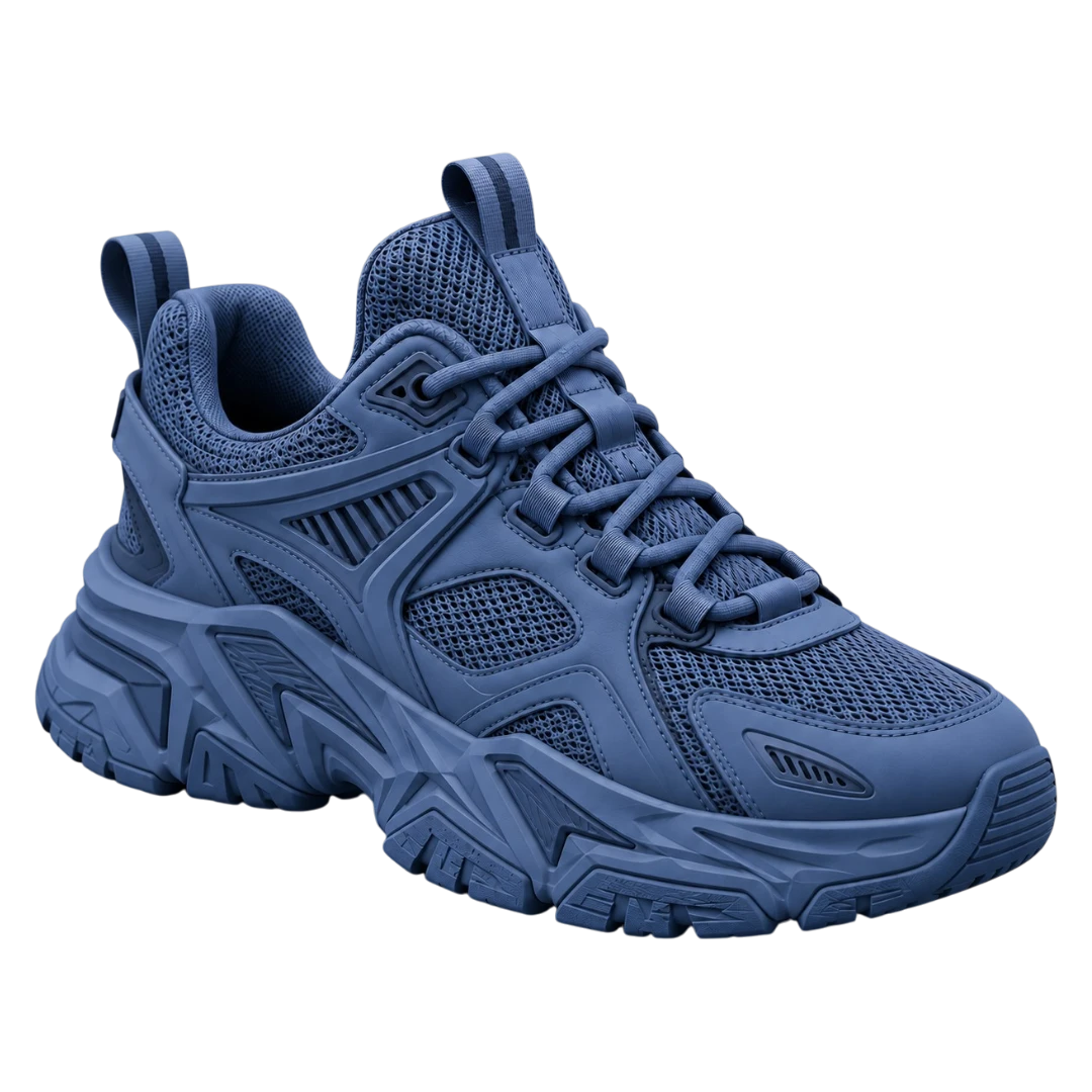 Sneakerempire Slate Blue Men’s Chunky Sneakers – Breathable Lace-Up Streetwear Shoes