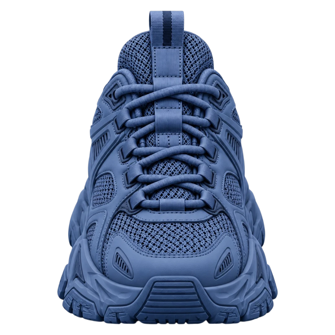 Sneakerempire Slate Blue Men’s Chunky Sneakers – Breathable Lace-Up Streetwear Shoes