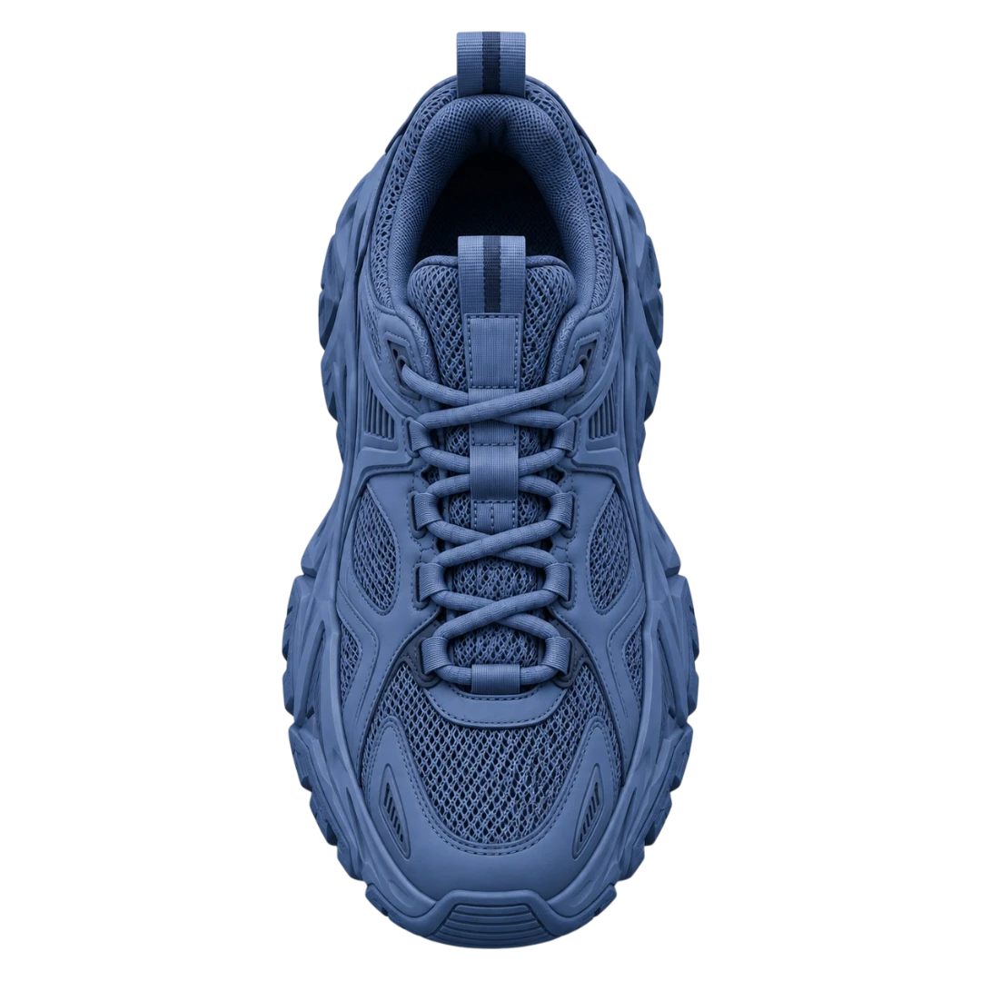 Sneakerempire Slate Blue Men’s Chunky Sneakers – Breathable Lace-Up Streetwear Shoes